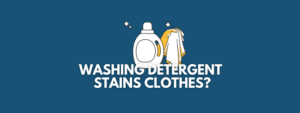 A banner image with a detergent vector and the text reads, "washing detergent stains clothes?"