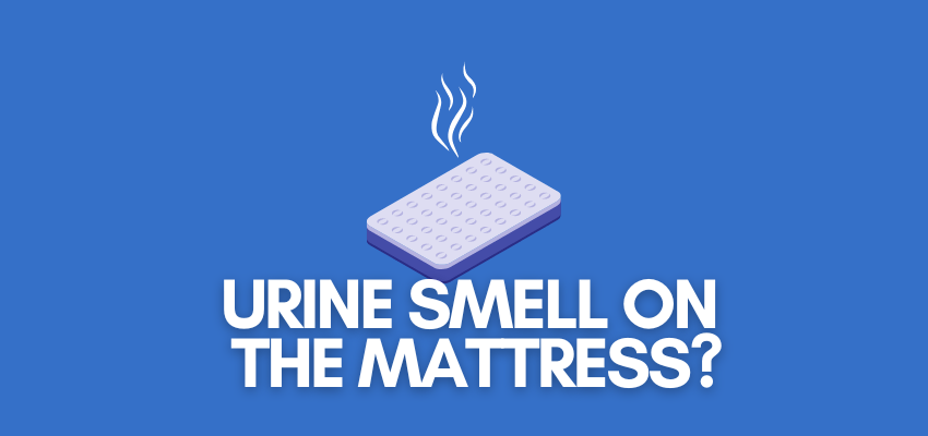 A banner image with a mattress vector and the text reads, "urine smell on the mattress?"