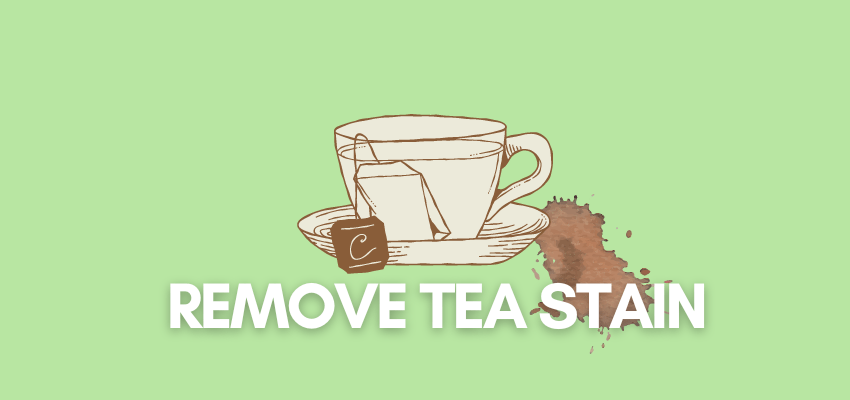 A banner image with a cup of tea vector and the text reads, "remove tea stain"