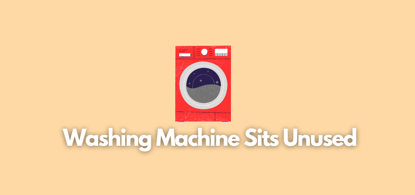 A banner image with a washing machine vector and the text reads, "washing machine sits unused"
