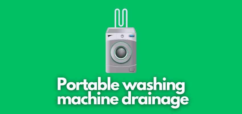 A banner image with a washing machine vector and the text reads, "portable washing machine drainage"