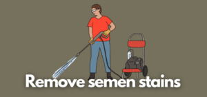 A banner image with a vector of a cleaner and the text reads, "remove semen stains"