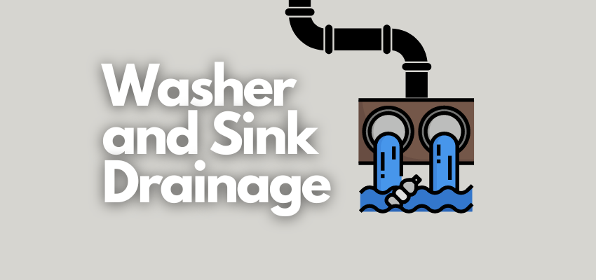 A banner image with a pipe drainage vector and the text reads, "washer and sink drainage"