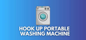 A banner image with a washing machine vector and the text reads, "hook up portable washing machine"