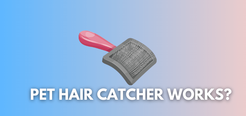 A banner image with a pet hair remover brush and the text reads, "pet hair catcher works"?